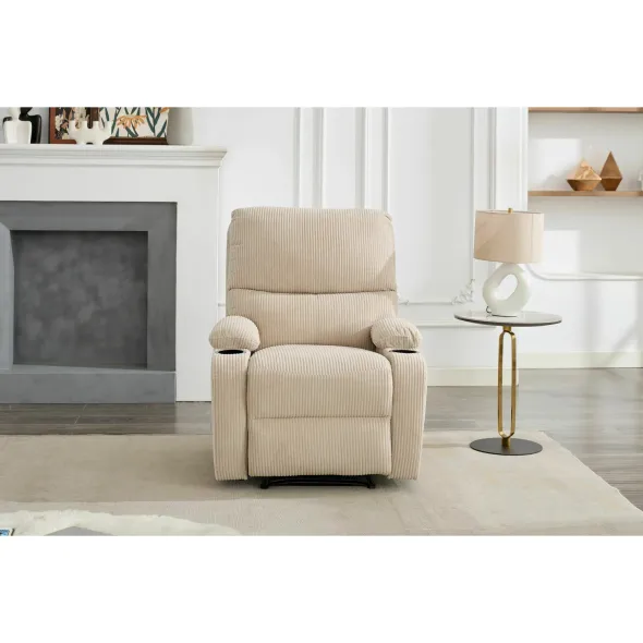 Fotoliu cu Recliner Johan, 79x94x104 cm, Stofa, Beige Deschis picture - 3