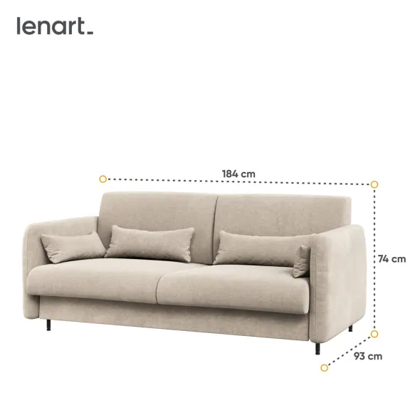 Lenart BED CONCEPT - Ansamblu Pat rabatabil de perete vertical cu mecanism pneumatic 160x200 +2 dulapuri si Canapea, Stejar Artisan picture - 3