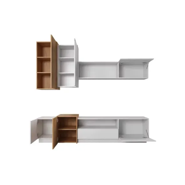 Living 3D, 220x45x53.55 cm, Alb/Stejar Craft Auriu picture - 7