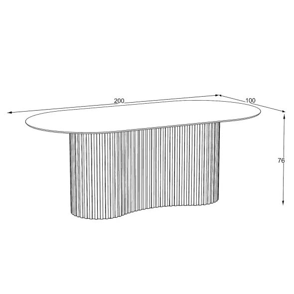 Masa Dining cu riflaje OSCAR 200, 200x100x76 cm, MDF Nuc/Mola picture - 4