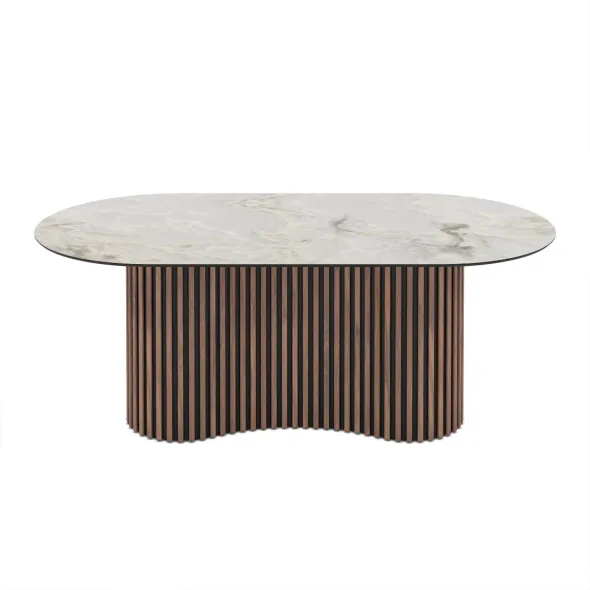 Masa Dining cu riflaje OSCAR 200, 200x100x76 cm, MDF Nuc/Mola picture - 2