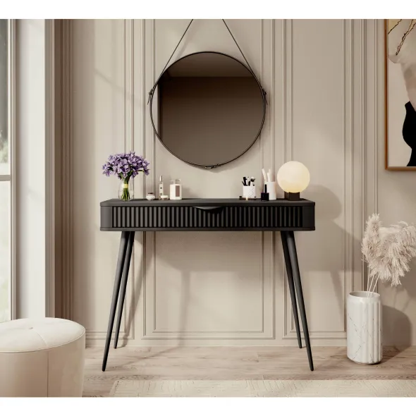 Masuta de Toaleta Lante, 100.2x38x78 cm, MDF, Negru picture - 1
