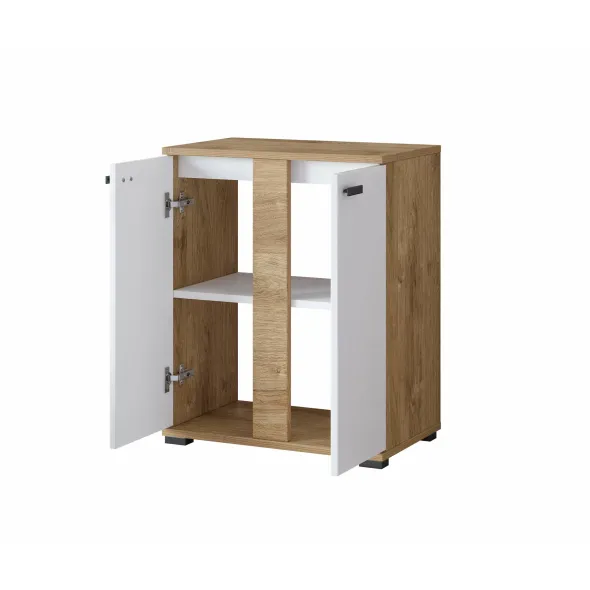 Mobilier de Baie Fargo, 5 Piese, Fronturi MDF,  Stejar Auriu Harbor/ Alb Lucios picture - 8