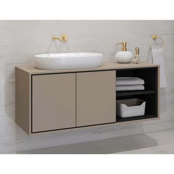 Mobilier de Baie Irvine B, 3 Corpuri Supendate, Fronturi MDF,  Beige Congo picture - 6