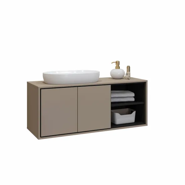 Mobilier de Baie Irvine B, 3 Corpuri Supendate, Fronturi MDF,  Beige Congo picture - 7