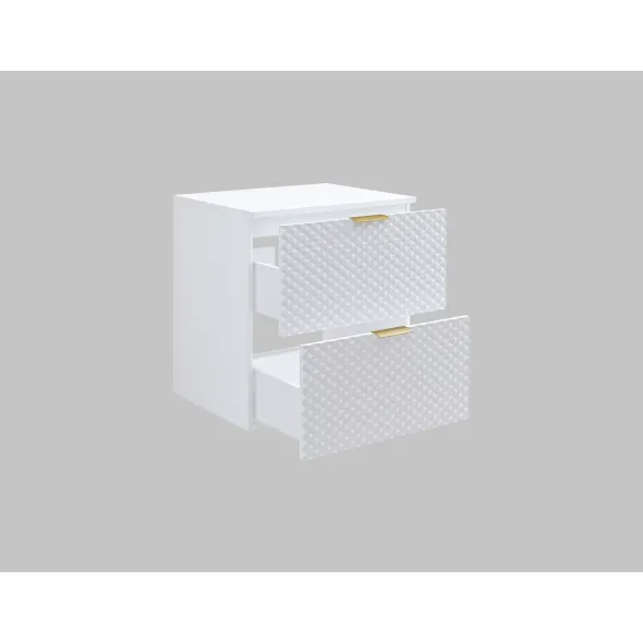 Mobilier de Baie Laura, 2 Corpuri Supendate, Fronturi MDF, Alb picture - 4