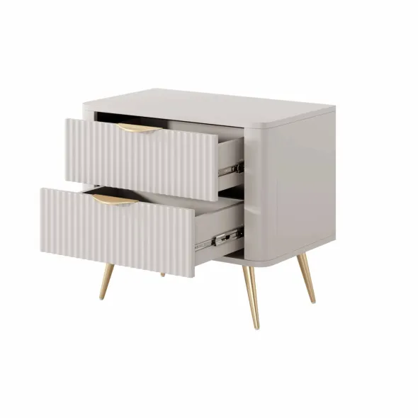 Noptiera Lante 2 Sertare, 63.2x38x55.3 cm, MDF, Beige picture - 5