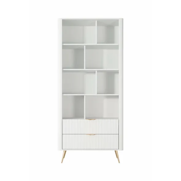 Regal Lante Cu Polite si 2 Sertare, 88.2x38x193.8 cm, MDF, Alb picture - 2
