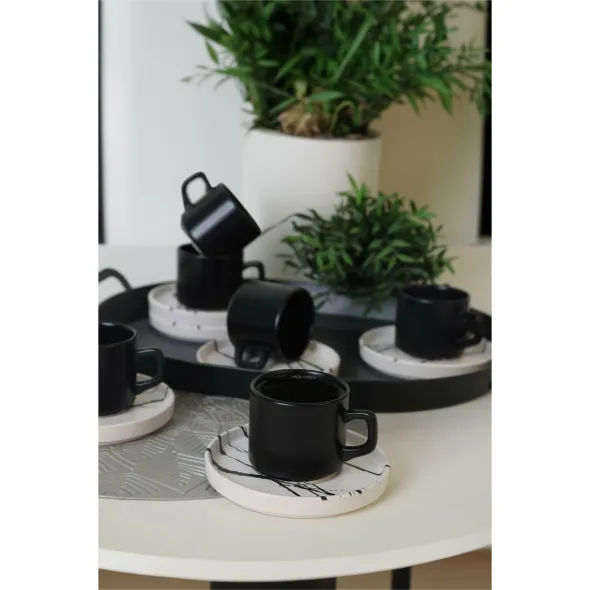 Set Ceai(12 bucati) Ivory-X00017420, Ceramica, Negru/Alb picture - 1