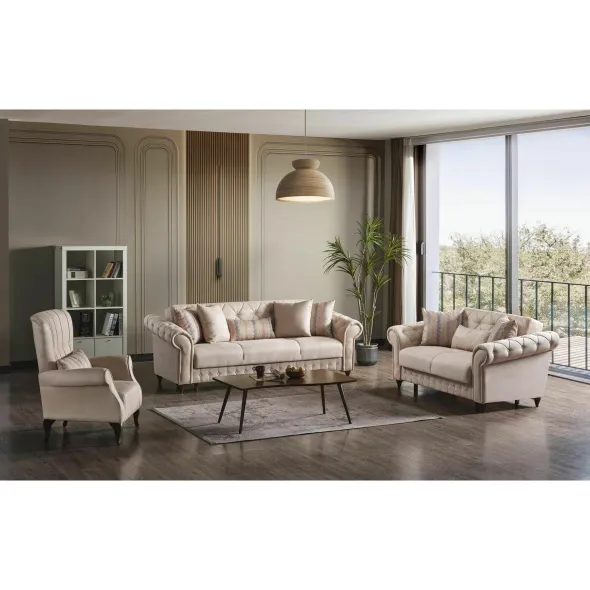 Set Ibiza 3-2-1,  Stofa - Crem picture - 1