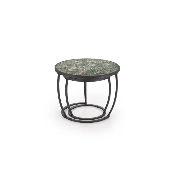 Set Masute de Cafea Hagen 271, Ø62x50 cm, Metal/Piatra Sinterizata, Negru/Verde picture - 5