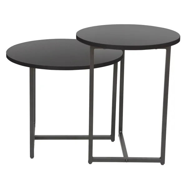 Set Masute de Cafea Johpur, Ø48x40 cm + Ø40x50 cm, Metal/MDF,  Negru/Negru picture - 2