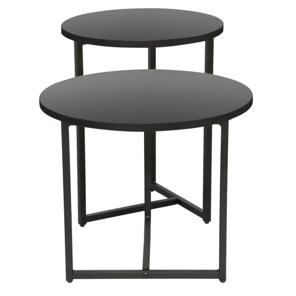 Set Masute de Cafea Johpur, Ø48x40 cm + Ø40x50 cm, Metal/MDF,  Negru/Negru picture - 3