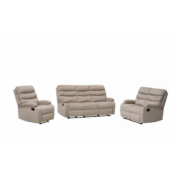 Set Recliner Denton 3L+2R+1R, Canapea 3L - 187x94x103 cm, Canapea 2R - 134x94x103 cm, Fotoliu - 78x94x103 cm, Stofa, Beige picture - 3