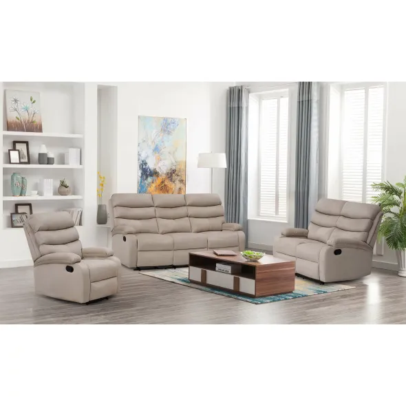 Set Recliner Denton 3L+2R+1R, Canapea 3L - 187x94x103 cm, Canapea 2R - 134x94x103 cm, Fotoliu - 78x94x103 cm, Stofa, Beige picture - 1
