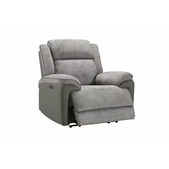 Set Recliner Electric Orso 3RR-1R-1R, Canapea 3RR - 226x94x104 cm,  Fotoliu 1R - 106x96x104 cm, - Stofa/Microfibra - Gri picture - 5