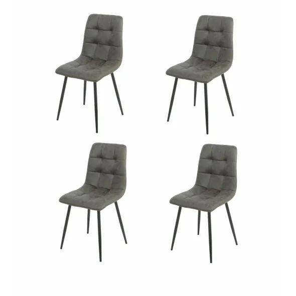 Set 4 Scaune Fulop, 45x53.5x89.5 cm, Metal/Microfibra, Gri picture - 1