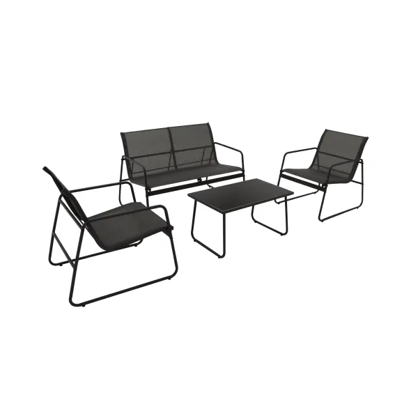 Set Terasa/Gradina Myra, Canapea 110.5x74x76 cm + 2 Fotolii 56.5x74x76 cm, +  Masuta de Cafea - 75x45x41 cm, Metal + Mesh picture - 1