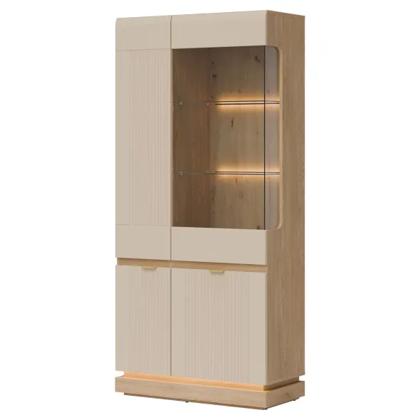 Vitrina Milton ML06, 88.5x40.5x193.5 h cm, Pal Melaminat/MDF, Stejar Cremona/Casmir picture - 1
