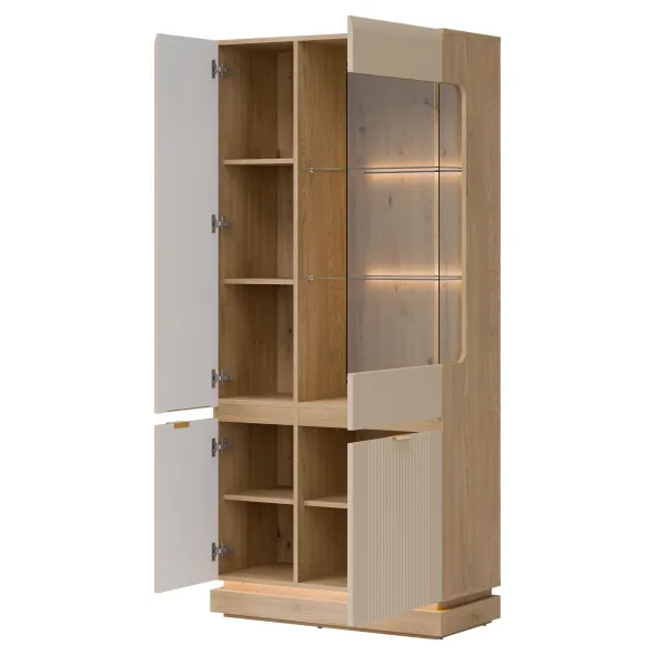 Vitrina Milton ML06, 88.5x40.5x193.5 h cm, Pal Melaminat/MDF, Stejar Cremona/Casmir picture - 2