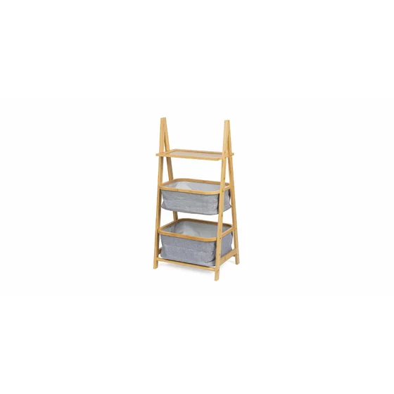 Raft Decorativ Ruben, 44x34x91 cm, Bambus/Stofa, Natur/Gri picture - 2
