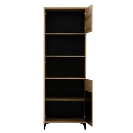 Regal Aris AS9, 67.5x39x194 cm, Stejar Evoke/Negru Lucios