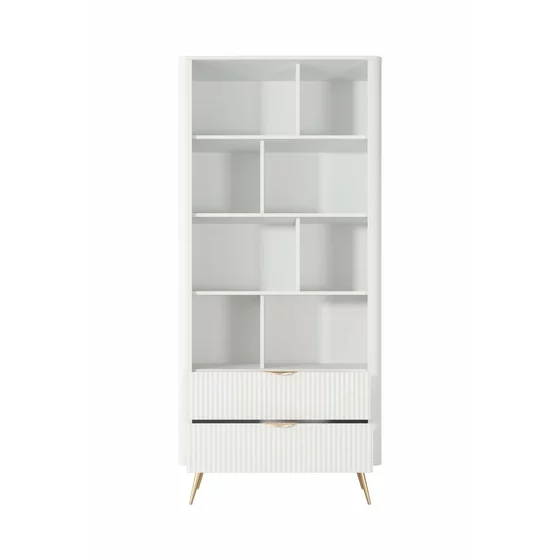 Regal Lante Cu Polite si 2 Sertare, 88.2x38x193.8 cm, MDF, Alb picture - 3