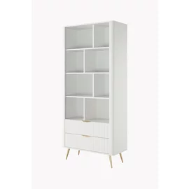 Regal Lante Cu Polite si 2 Sertare, 88.2x38x193.8 cm, MDF, Alb