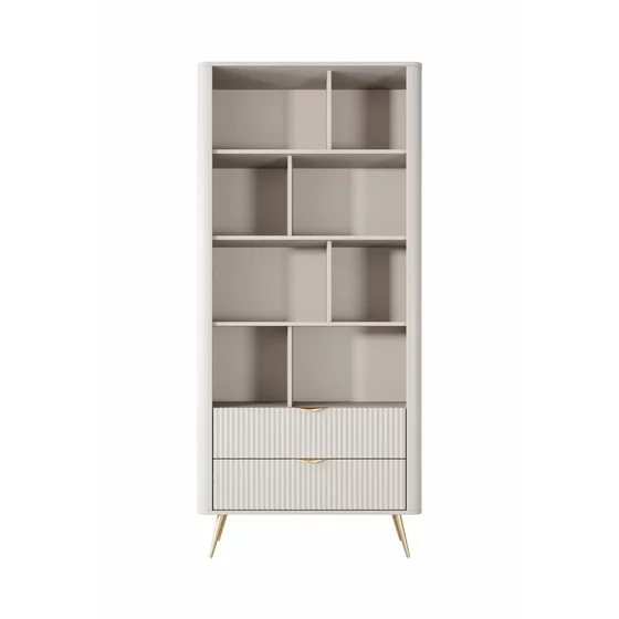 Regal Lante Cu Polite si 2 Sertare, 88.2x38x193.8 cm, MDF, Beige picture - 2