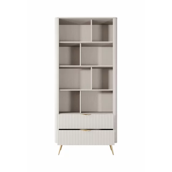 Regal Lante Cu Polite si 2 Sertare, 88.2x38x193.8 cm, MDF, Beige picture - 3
