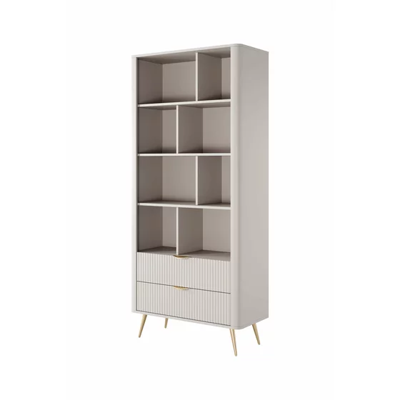 Regal Lante Cu Polite si 2 Sertare, 88.2x38x193.8 cm, MDF, Beige picture - 4