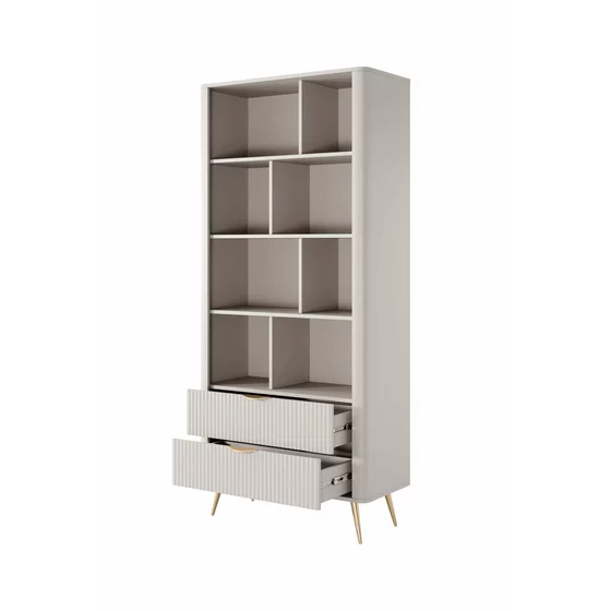 Regal Lante Cu Polite si 2 Sertare, 88.2x38x193.8 cm, MDF, Beige picture - 5
