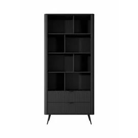 Regal Lante Cu Polite si 2 Sertare, 88.2x38x193.8 cm, MDF, Negru