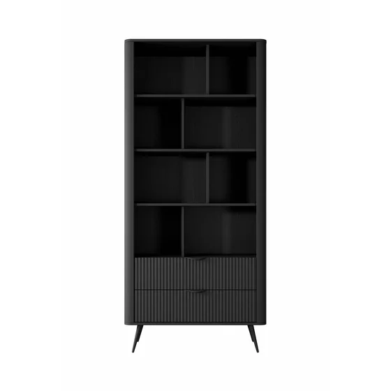 Regal Lante Cu Polite si 2 Sertare, 88.2x38x193.8 cm, MDF, Negru picture - 2