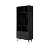 Regal Lante Cu Polite si 2 Sertare, 88.2x38x193.8 cm, MDF, Negru picture - 3