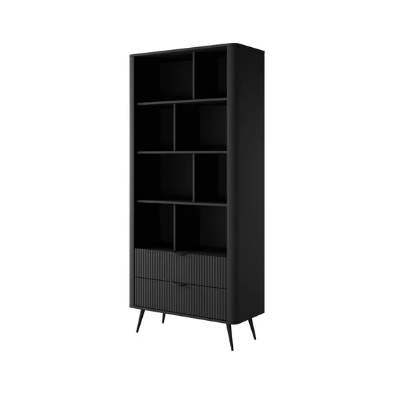 Regal Lante Cu Polite si 2 Sertare, 88.2x38x193.8 cm, MDF, Negru picture - 3
