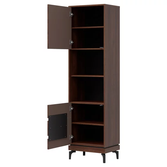 Regal Pentru Carti Vero 2 Usi VR07 - Stanga, 54.5x38.5x198 h cm, Pal Melaminat/MDF, Nuc Inchis picture - 3