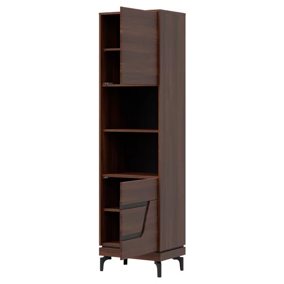 Regal Pentru Carti Vero 2 Usi VR08 - Dreapta, 54.5x38.5x198 h cm, Pal Melaminat/MDF, Nuc Inchis picture - 3
