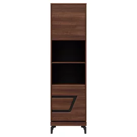 Regal Pentru Carti Vero 2 Usi VR08 - Dreapta, 54.5x38.5x198 h cm, Pal Melaminat/MDF, Nuc Inchis