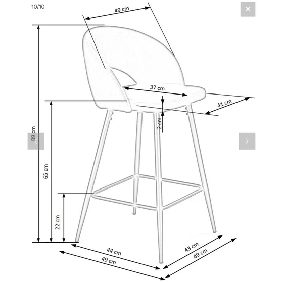 Scaun Bar H96, 48x49x89  cm, Catifea, Gri picture - 2