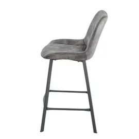 Scaun de Bar Alve, 49x60x93 cm, Metal/Catifea, Gri