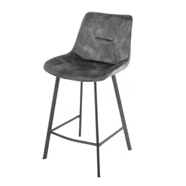 Scaun de Bar Alve, 49x60x93 cm, Metal/Catifea, Gri