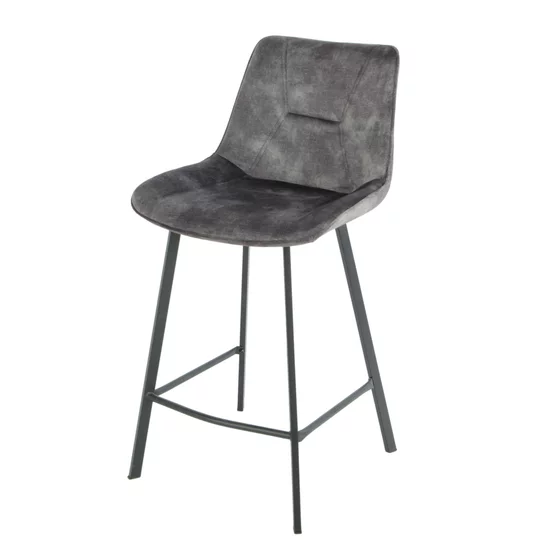 Scaun de Bar Alve, 49x60x93 cm, Metal/Catifea, Gri picture - 1