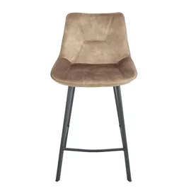 Scaun de Bar Alve, 49x60x93 cm, Metal/Catifea, Taupe