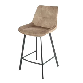 Scaun de Bar Alve, 49x60x93 cm, Metal/Catifea, Taupe