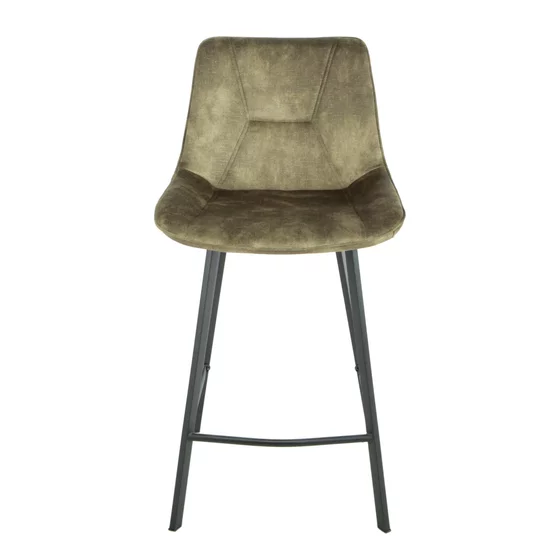 Scaun de Bar Alve, 49x60x93 cm, Metal/Catifea, Verde picture - 2