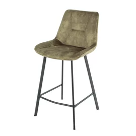 Scaun de Bar Alve, 49x60x93 cm, Metal/Catifea, Verde