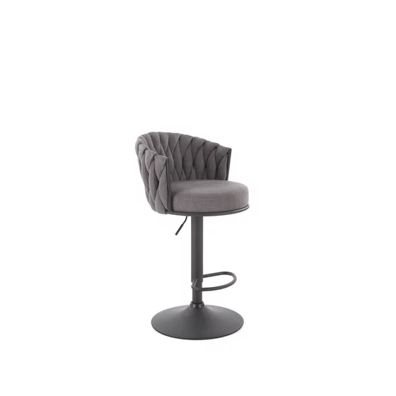 Scaun de Bar Hans 25001, Inaltime Reglabila, 53x54x90-105 h cm, Metal/Stofa,  Negru/Gri picture - 1