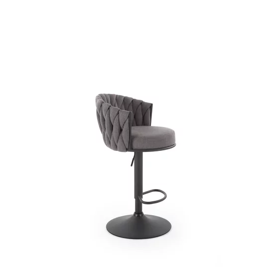 Scaun de Bar Hans 25001, Inaltime Reglabila, 53x54x90-105 h cm, Metal/Stofa,  Negru/Gri picture - 2