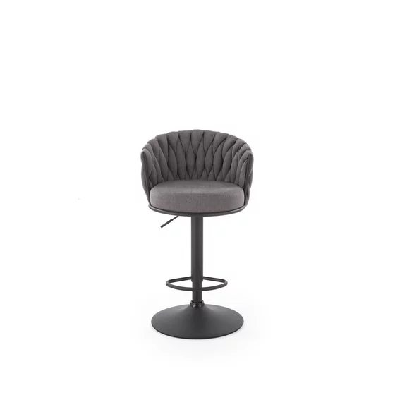 Scaun de Bar Hans 25001, Inaltime Reglabila, 53x54x90-105 h cm, Metal/Stofa,  Negru/Gri picture - 4